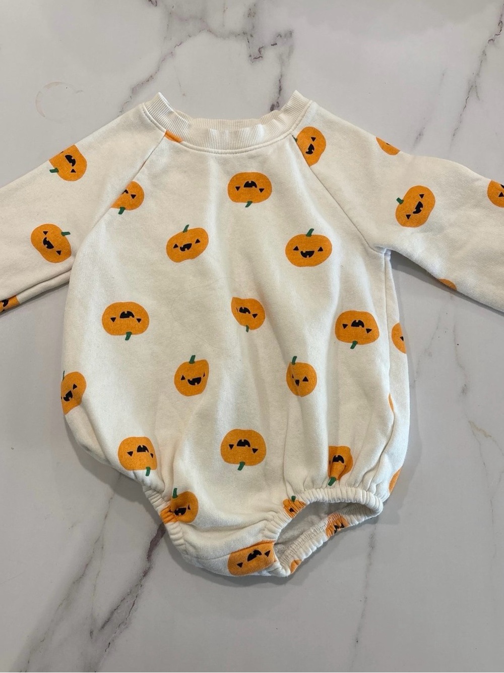 Old Navy White Baby One-Piece with Orange Pumpkin Print - Picture 1 of 1